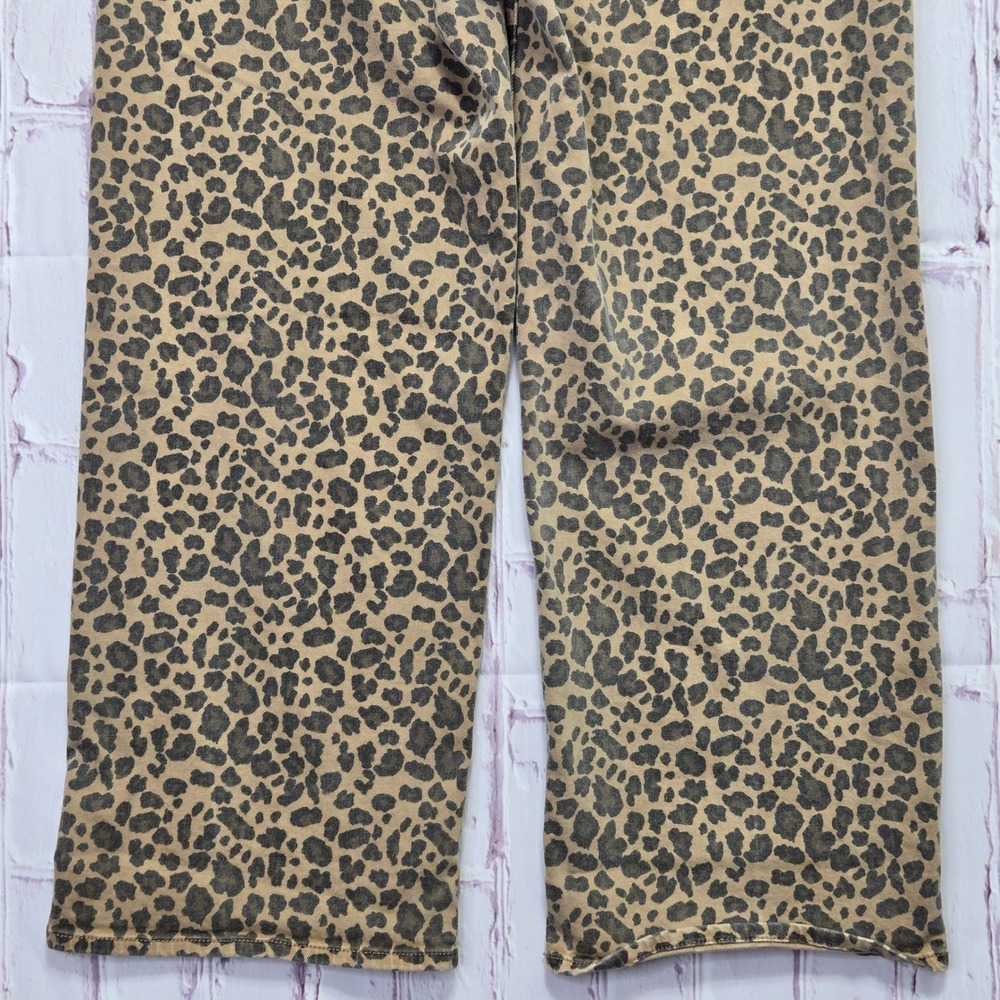 American Eagle Jeans Tan Leopard Wide Leg Animal Print Women Size 12 Regular - Picture 6 of 16
